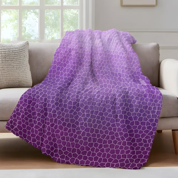 Lavender Plum Mosaic Throw Blanket for Couch Minimalist Abstract Hexagonal Grid Gradient Soft and Warm Flannel 3D Striped Fluffy Fuzzy Fleece Blanket Lightweight Throw for Bed, Sofa 40 x 50 Inches
