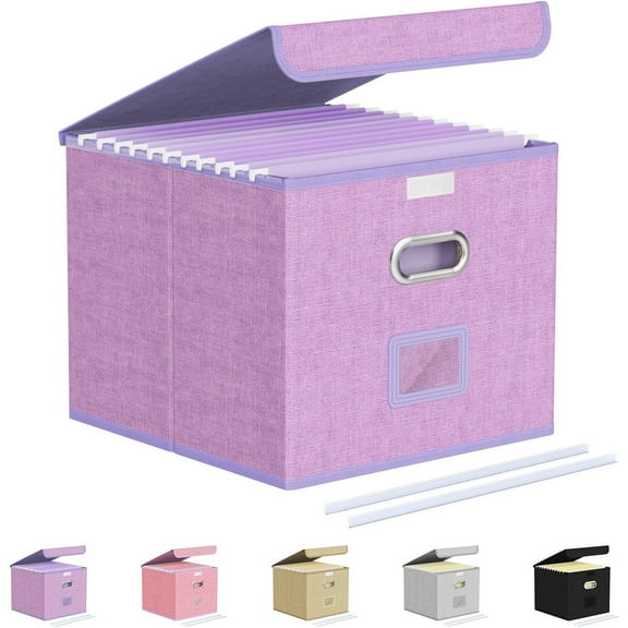 Lavender Portable Collapsible File Organizer Box for Office/Decor/Home - 1 Pack