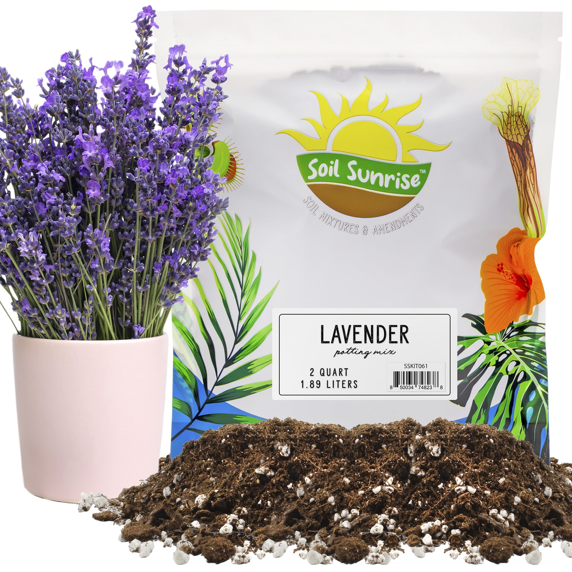Lavender Potting Soil Mix, Indoor / Outdoor Container Gardening Blend for Lavender Herb Plants 8 Quarts