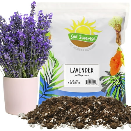 Lavender Potting Soil Mix (8 Quarts), Indoor / Outdoor Container Gardening Blend for Lavender Herb Plants