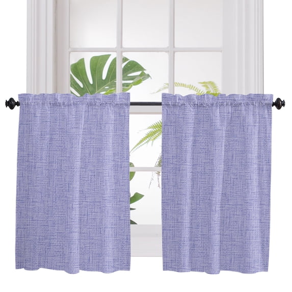 Lavender Purple 2 Panel Kitchen Curtains for Windows, Rustic Farmhouse Solid Color Bathroom Privacy Curtain, Home Décor Window Treatment for Bedroom/Living Room 55"x45"