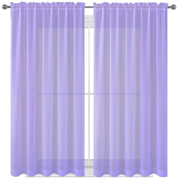 Lavender Purple Drape/Panels/Scarves/Treatment Beautiful Sheer Voile Window Elegance Curtains Scarf for Bedroom & Kitchen Fully Stitched and Hemmed 63 inch size, Set of 2