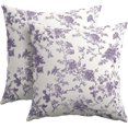 thumbnail image 1 of Lavender Purple Floral Pillow Covers 16x16 Inch Set of 2 Purple and Cream Chinoiserie Flower Outdoor Decorative Throw Pillows Vintage Rustic Toile Pillowcases Cushion Covers for Couch Home Decor, 1 of 6