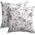 thumbnail image 1 of Lavender Purple Floral Pillow Covers 20x20 Inch Set of 2 Purple and Cream Chinoiserie Flower Outdoor Decorative Throw Pillows Vintage Rustic Toile Pillowcases Cushion Covers for Couch Home Decor, 1 of 6