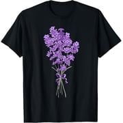 Lavender Purple Flower Design Wildflower Lavender Flower T-Shirt men and women can wear, black, white, gifts