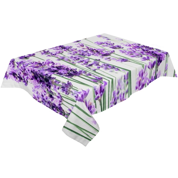 Lavender Purple Flowers Leaves Retro Tablecloths Waterproof Kitchen Items Coffee Table For living Room Home Decor Dining Table