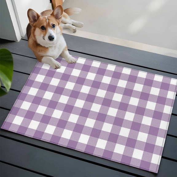 Lavender Purple Front Door Rugs 2x3 ft Buffalo Plaid Small Rug for Entryway Non Slip Washable Bathroom Door Mat Absorbent Floor Mat for Indoor Entrance