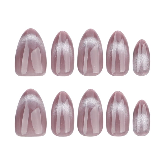Lavender Purple Gradient Metallic Shimmer Press on Nails, Medium Almond Glossy False Nails, 30 Count