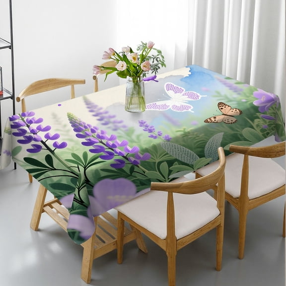 Lavender Purple Rectangular Tablecloth, Holiday Party Tablecloth - 2D Flat Printing Tablecloths for dining table, Cafe, dinner,picnic, wedding, party