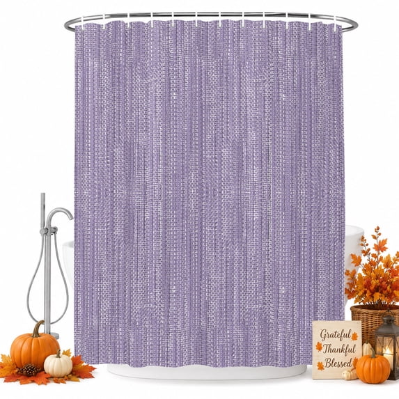 Lavender Purple Shower Curtain Set - 48" x 72" Washable Bathtub Curtain with 12 Hooks, Modern Simple Solid Color Linen Texture Boho Waterproof Fabric Stall Shower Curtains for Bathroom/Bathtub Décor