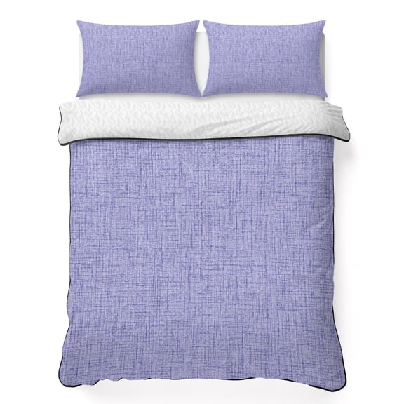 Lavender Purple Solid Queen Quilt Bedding Set, Minimalist Cloth Purple Linen Texture Lightweight Comforter with 2 Pillow Shams Bedroom Bedspread Set Home Decor for All Seasons