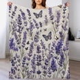 thumbnail image 1 of Lavender Purple Spring Summer Throw Blanket for Couch Bed Living Room 50"x60" Floral Leaves Nature Blankets And Throws for Adults Teens Kids Flannel Blanket for Living Room, 1 of 8