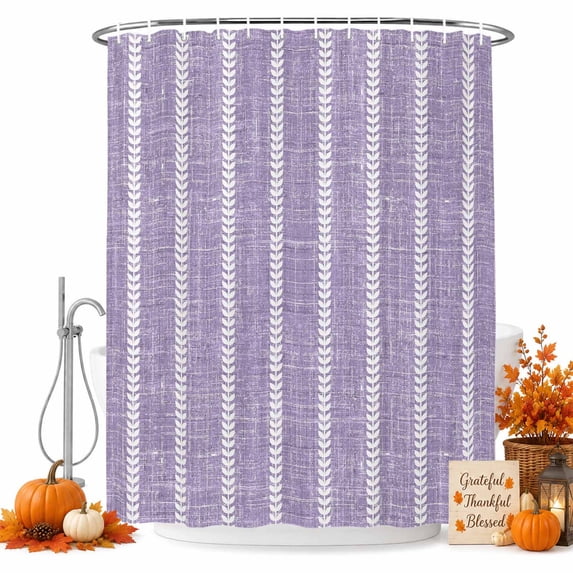 Lavender Purple Striped Shower Curtain Set - 72" x 78" Washable Bathtub Curtain with 12 Hooks, Modern Simple Lines Art Waterproof Fabric Stall Shower Curtains for Bathroom/Bathtub Décor