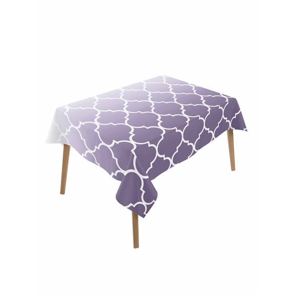 Lavender Purple Table Cloth 52x70 Inch Rectangle, Moroccan Trellis Abstract Gradient Geometric Waterproof Tablecloth Washable Table Cover for Party Picnic Dinner Decor