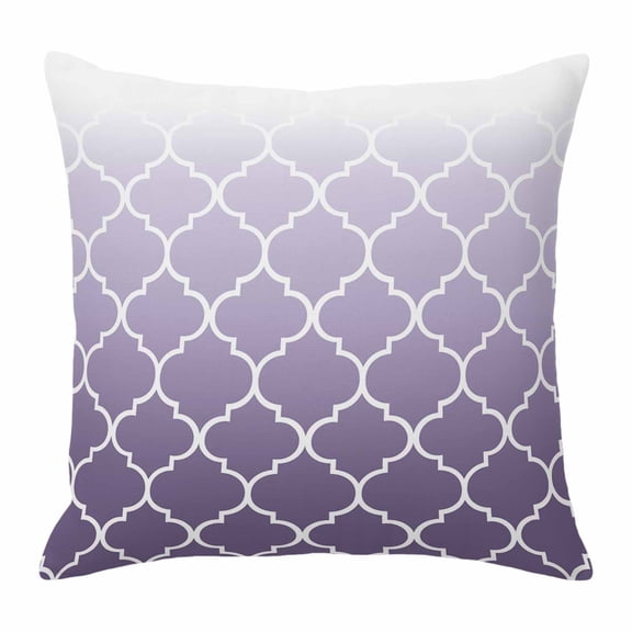 Lavender Purple Throw Pillow Cover Moroccan Trellis Abstract Gradient Geometric Cotton Linen Cushion Cover Throw Pillow Case with Invisible Zipper for Couch Sofa Bed Chair Car 24x24 Inch