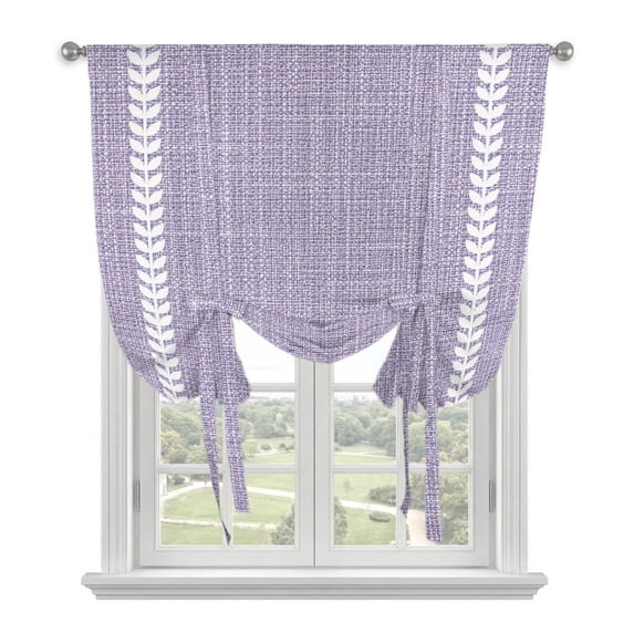 Lavender Purple Tie Up Curtains for Windows, Adjustable Balloon Window Shades, Modern Rustic Simple Striped Elegant Kitchen Window Treatments Adjustable Roll Up Curtain for Basement/Nursery 52"x45"