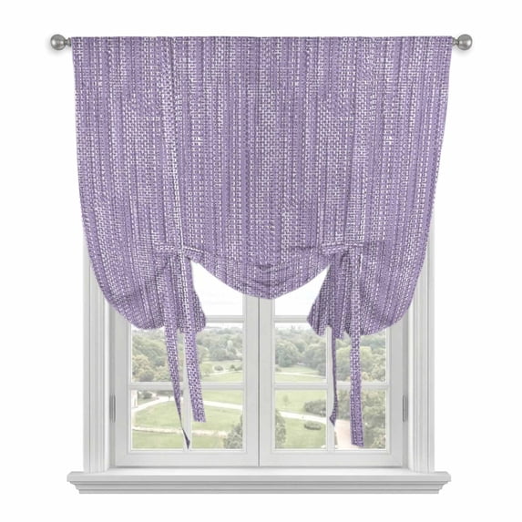 Lavender Purple Tie Up Curtains for Windows, Balloon Window Shades, Modern Simple Solid Color Linen Texture Boho Kitchen Window Treatments Roll Up Curtain for Basement/Nursery 52"x45"
