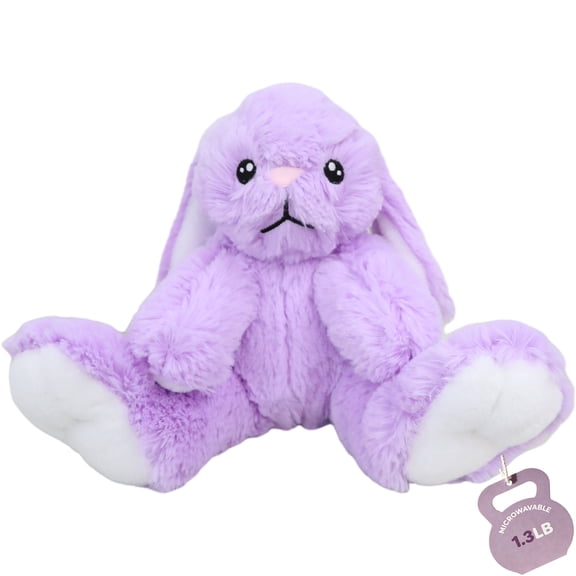 Lavender Purple Weighted Stuffed Bunny - 1.3lb Heatable Plush Rabbit with Microwavable Natural Stone, 10 Inch, Cozy Big Feet Bunny Stuffed Animal for Kids & Adults