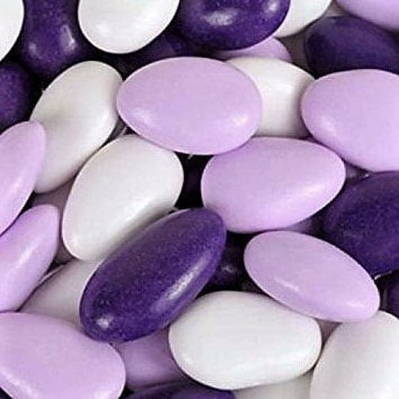 Lavender Purple and White Jordan Almonds Medley by Its Delish, 1 LB Bulk Sweet Hard Candy Coating - Perfect for Wedding Favors, Bridal and Baby Showers, Party Buffets - USA Made, Vegan & Kosher