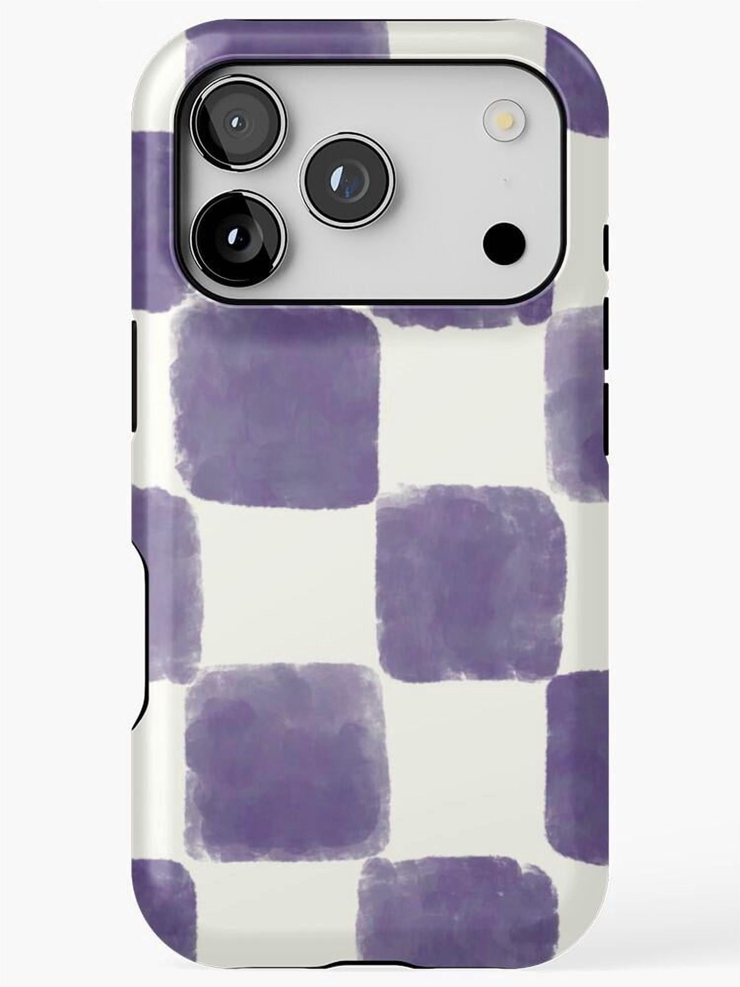 Lavender Purple and Off-White Watercolor Checkerboard Tough Phone Case ...
