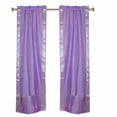 thumbnail image 1 of Lavender Rod Pocket  Sheer Sari Curtains w/ Silver Border -60W x 63L-Pair, 1 of 2