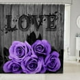 thumbnail image 1 of Lavender Rose Bathroom Curtain 72"Wx78"L Purple Black Grey Flower Shower Curtain For Bathroom Romantic Floral Bath Curtain Retro Farmhouse Bathroom Accessories Gifts For Valentine'S Day Wedding, 1 of 3