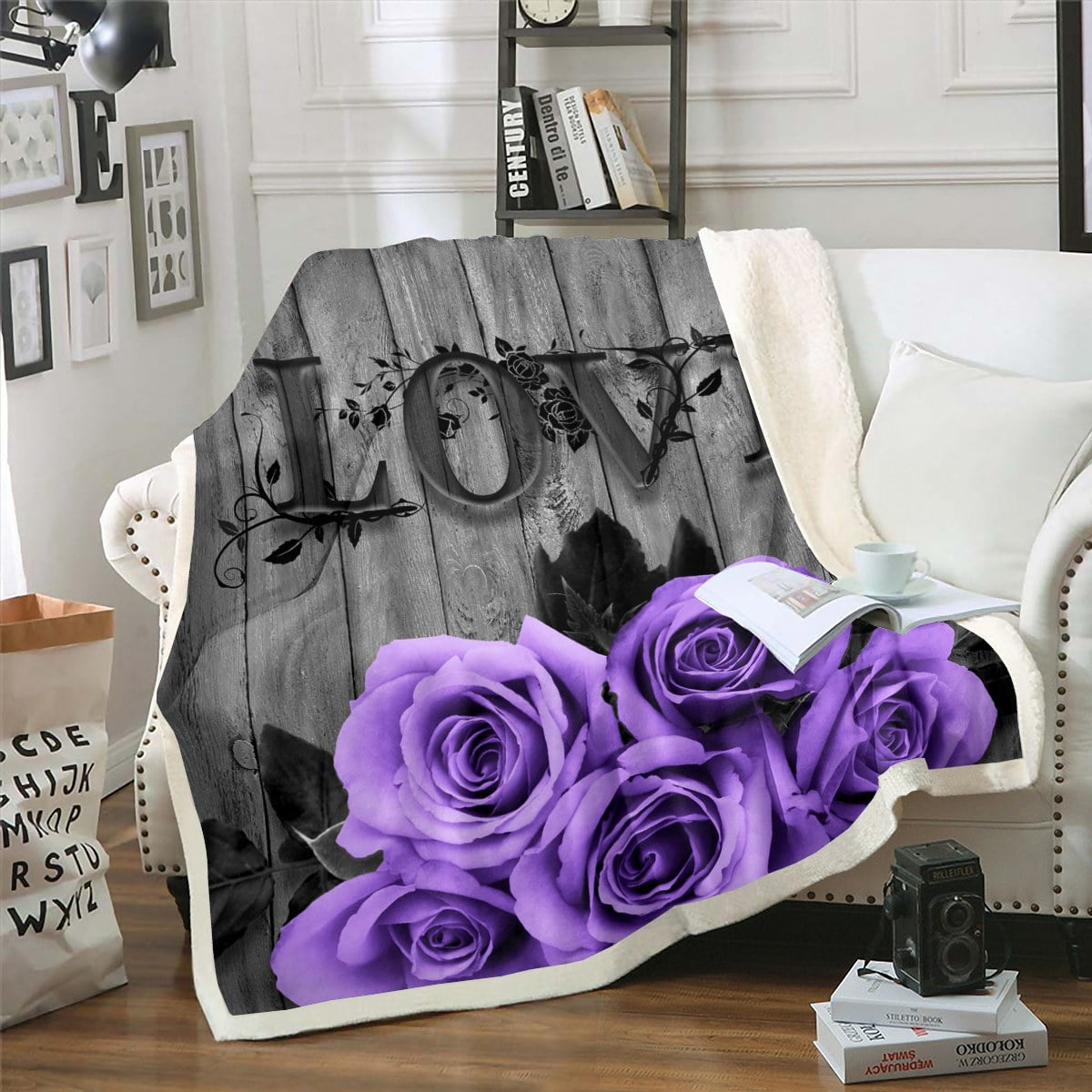 Rose blanket throw sale