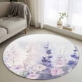 thumbnail image 1 of Lavender Round Area Rug 3 FT, Small Kitchen Bathroom Mats, Pastoral Pastel Purple Pink Wildflower Washable Indoor Outdoor Throw Runner Carpet Non-Shedding Doormat for Table Shower Sofa Entryway, 1 of 8