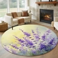 thumbnail image 1 of Lavender Round Area Rug 6Ft Washable Circle Rugs for Bathroom Office, Purple Floral Spring Country Nature Wildflower Plant Non-Slip Carpet Floor Mats Indoor Outdoor Carpet Runner Aesthetic Home Decor, 1 of 8