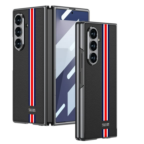 Allytechgroup Screen Protector Case for Samsung Galaxy Z Fold 7, Full Body Shockproof Anti-Scratch Slim Fit Minimalist Bumper Rugged Hybrid Hard PC Back Cover for Galaxy Z Fold 7, Black Stripe
