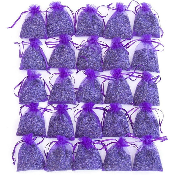 Lavender Sachets 24 Pack Natural Dried Lavender Bags for Freshening, Aromatherapy, Moth Repellent & Relaxation