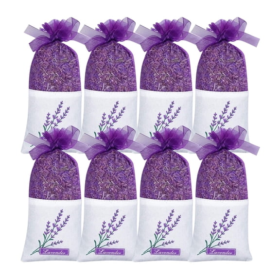 Lavender Sachets, Dried Lavender Flower, 8 Count, for Closets and Drawers, Long-Lasting Natural Aromatherapy Bags for Sleep & Stress Relief, Moth Repellent, Home Fragrance Gift in Summer
