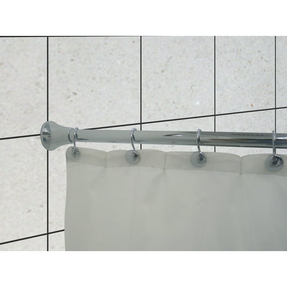 Lavender & Sage 100% Metal Adjustable Chrome Shower Curtain Rod Set with 12 Hooks, 42" - 72"