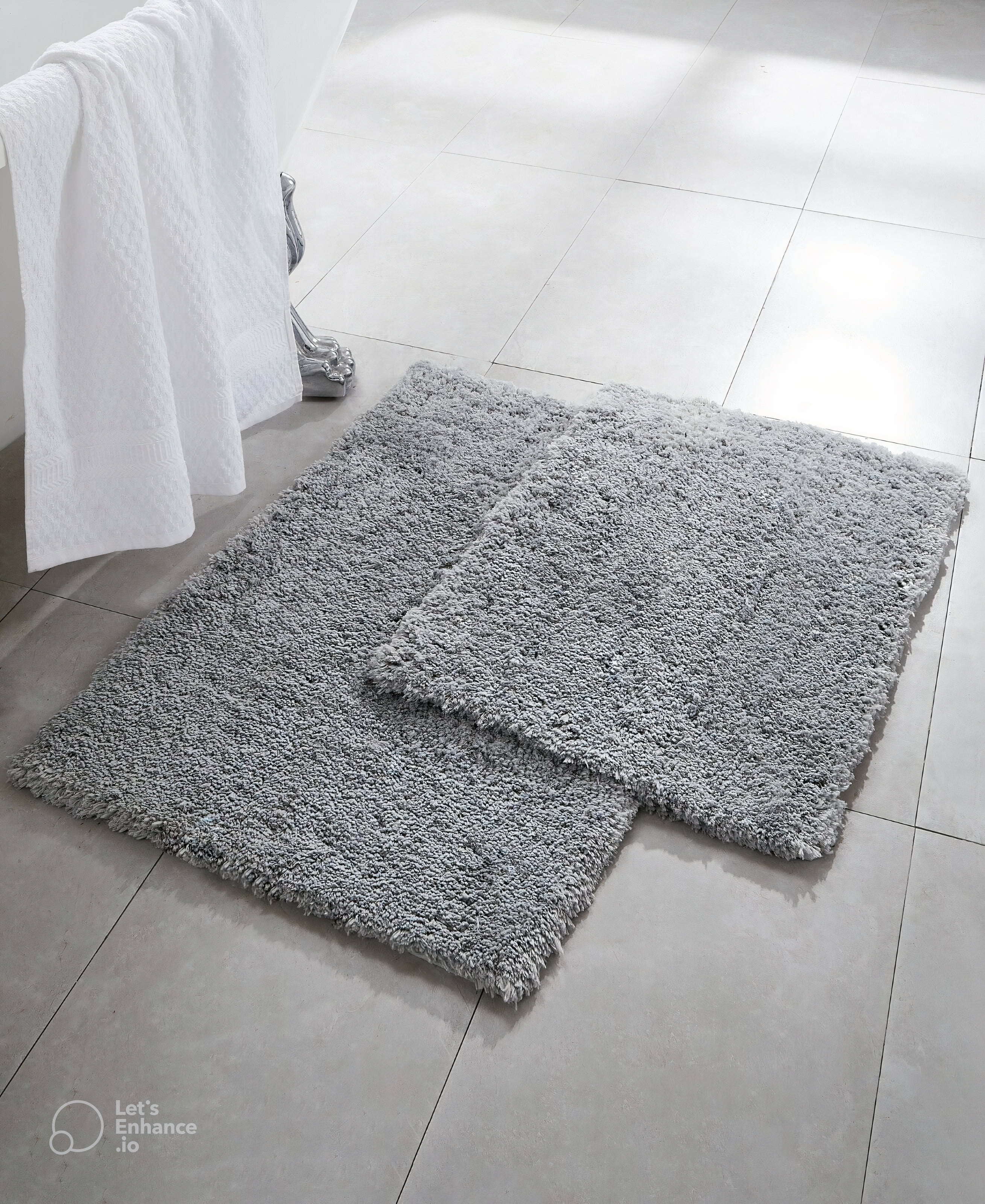 Lavender & Sage Heavy Weight Microfiber Modern Shaggy 2Piece Bath Rug Set, Gray