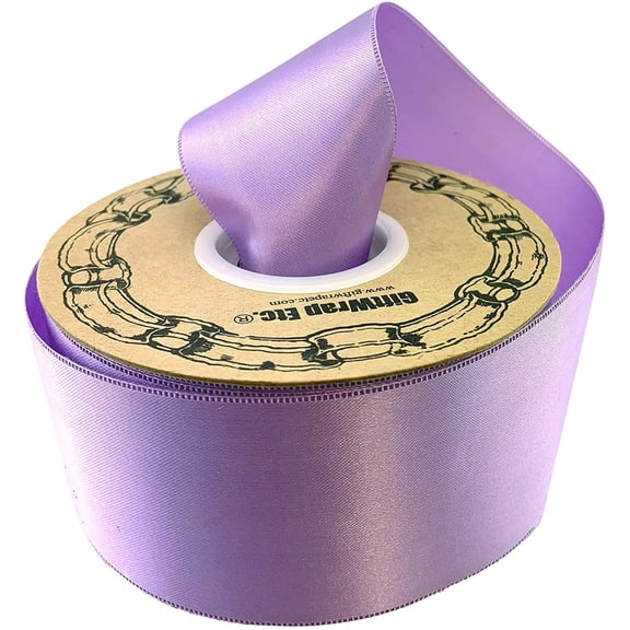 Lavender Satin Fabric Decorative Ribbon - 2 x 50 Yards, Easter, Spring, Gift Wrap, Pastel Decor, Mothers Day, DIY, Wedding Garland, Baby Shower, Holiday Supplies, Valentines Day, School Colors