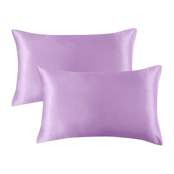 Lavender Satin Pillowcase Pillows Cases Pillowcase Cover 2PCS (20x26 inches) Satin Pillow Covers With Envelope Closure