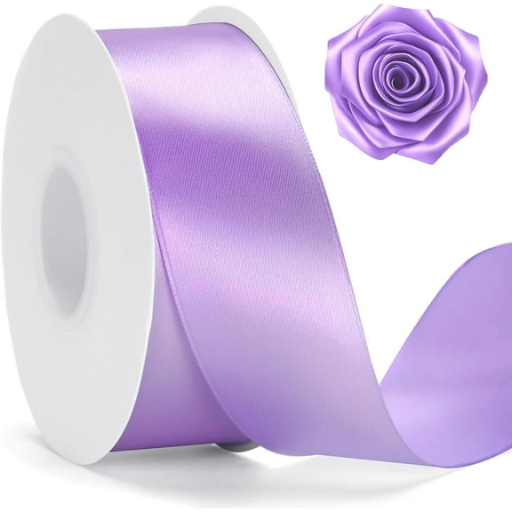 Lavender Satin Ribbon – 1 1/2'' x 100 Yards Polyester Light Purple Satin Ribbon for Gift Wrapping, Wedding & Party Decoration, DIY Crafts, Floral Bouquets, Wreath Bows