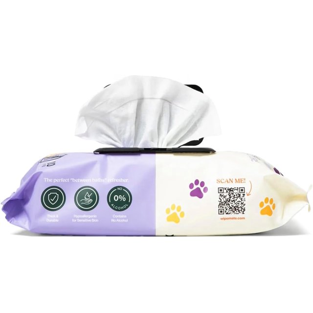 Lavender Scent Premium Dog & Cat Pet Wipes Cleans Pet Paws, Ears, Fur