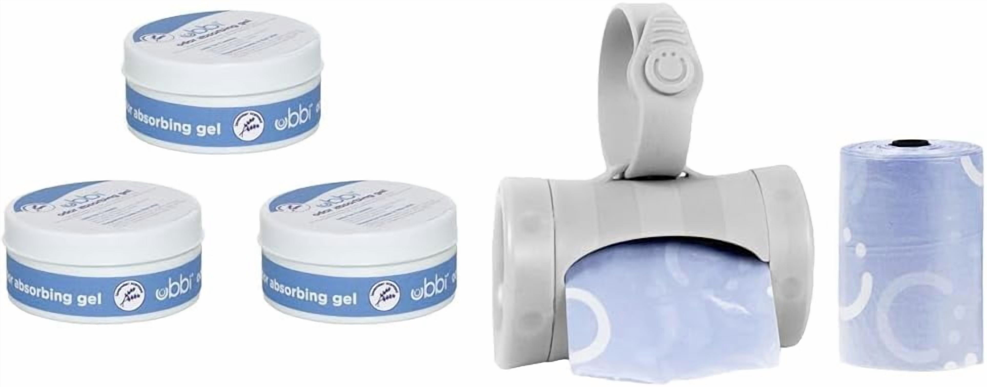 Lavender Scented Absorbing Gel Value Pack - 3 Count Diaper Pail Odor Control for Baby Nursery & Retractable On the Go Bag Dispenser for Travel, Diaper Bag Accessory Must Have for Newborn