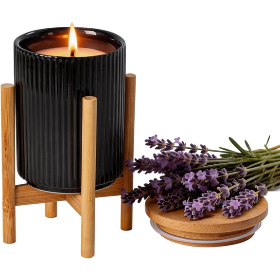 Lavender Scented Candle, 10oz Highly Soy Wax Candle for Home | Aromatherapy Gift For Women, Ceramic Jar, 60-Hour Burn, Long-Lasting, For Sleep & Relaxation, Calming Atmosphere