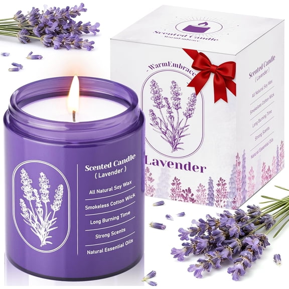 Lavender Scented Candles for Women, 7.5 oz Highly -Scented Soy Candle for Home Scented, Birthday Valentines Gifts for Mom & Girlfriend, Housewarming Gift