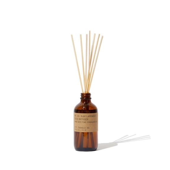 Lavender Scented Rattan Reed Diffuser Amber Glass Jar 3.5 fl oz