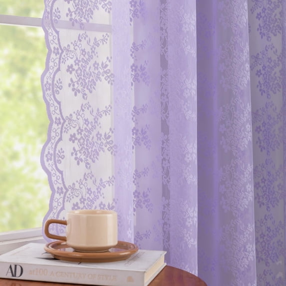 Lavender Sheer Lace Curtain Panels 52