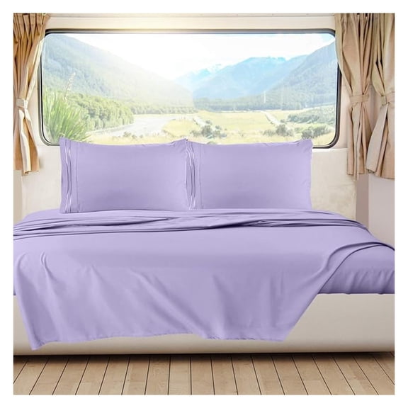 Lavender Short Queen Sheets for RV, Hotel Luxury RV Queen Sheets Set, 6 Piece Fitted Bed Sheet Set and Pillowcases, Super Soft, Wrinkle-Free, and Breathable Bedding