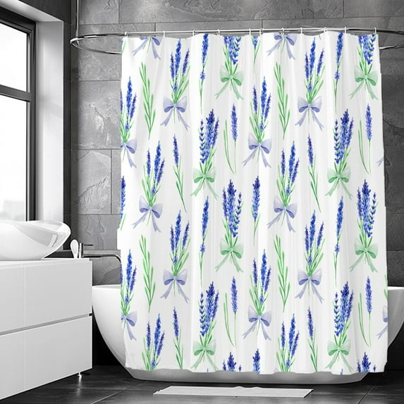 Lavender Shower Curtains Watercolor Purple Floral Plant Waterproof Polyester Bathroom Bathtub Curtain Room Decor With Hooks