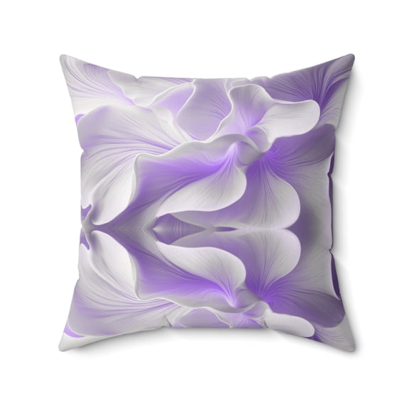 Lavender Silk Bloom Faux Suede Throw Pillow  Modern Floral Abstract Accent Cushion, 20x20