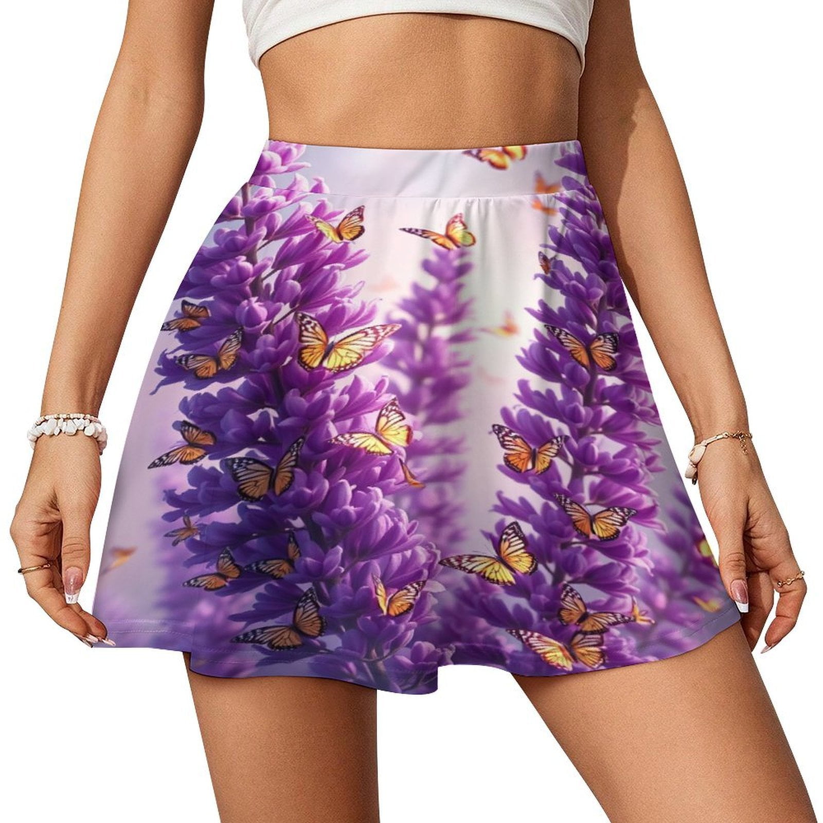 Lavender Skating Skirt Skirts Woman Cute Mini Skirt Print Skort Clothes ...