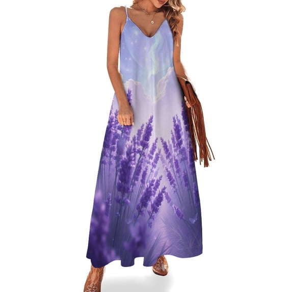 Lavender Sleeveless Dress Women's Clothing Chic And Elegant Woman Dress Elegant Women's Sets
