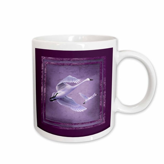3drose, Lavender Snow Geese Flying, Purple Frame, 11oz Mug