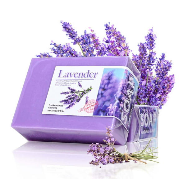 Lavender Soap Bar For Face & Body Cleansing Natural Handmade Nourishing Oil Control Moisturizing Bath 100G Plastic Box